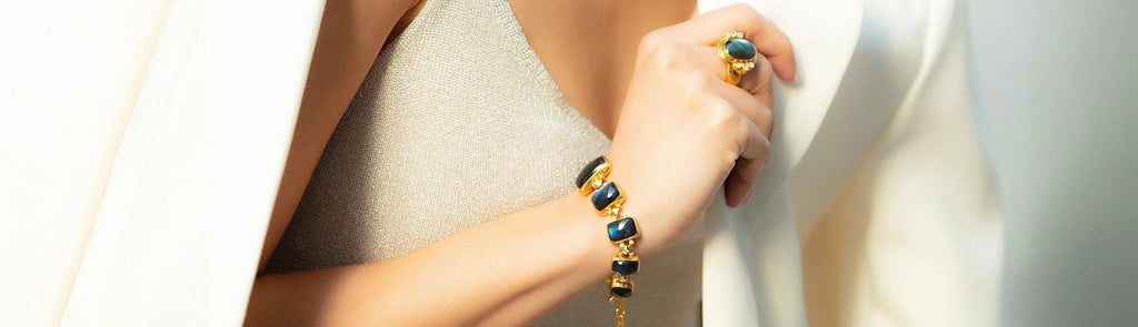 Statement Gold Gemstone Bracelets