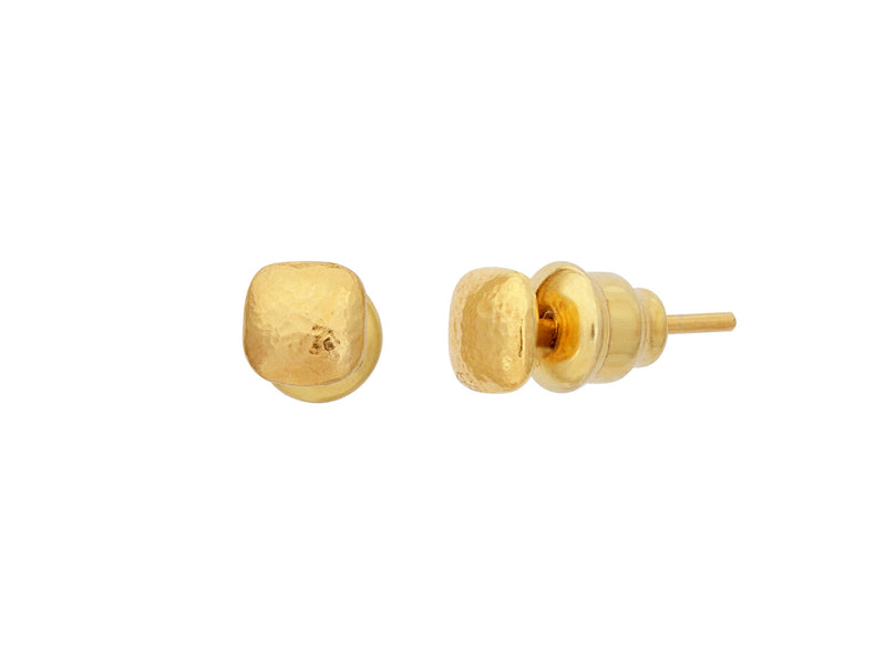 GURHAN Spell 22K Gold Post Stud Earrings, 6mm Rounded Square