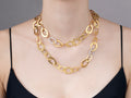 GURHAN, GURHAN Amorphous Gold Link Long Necklace, Pave Links, 36", Diamond