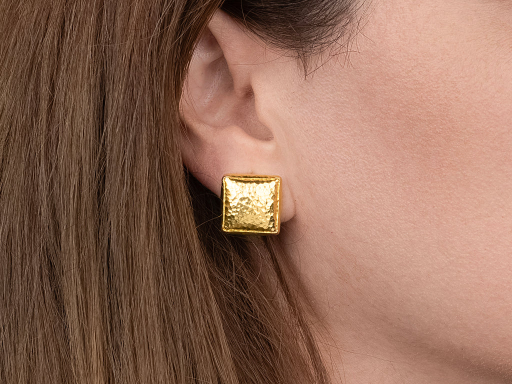 GURHAN, GURHAN Amulet Gold Stud Earrings, 15mm Square