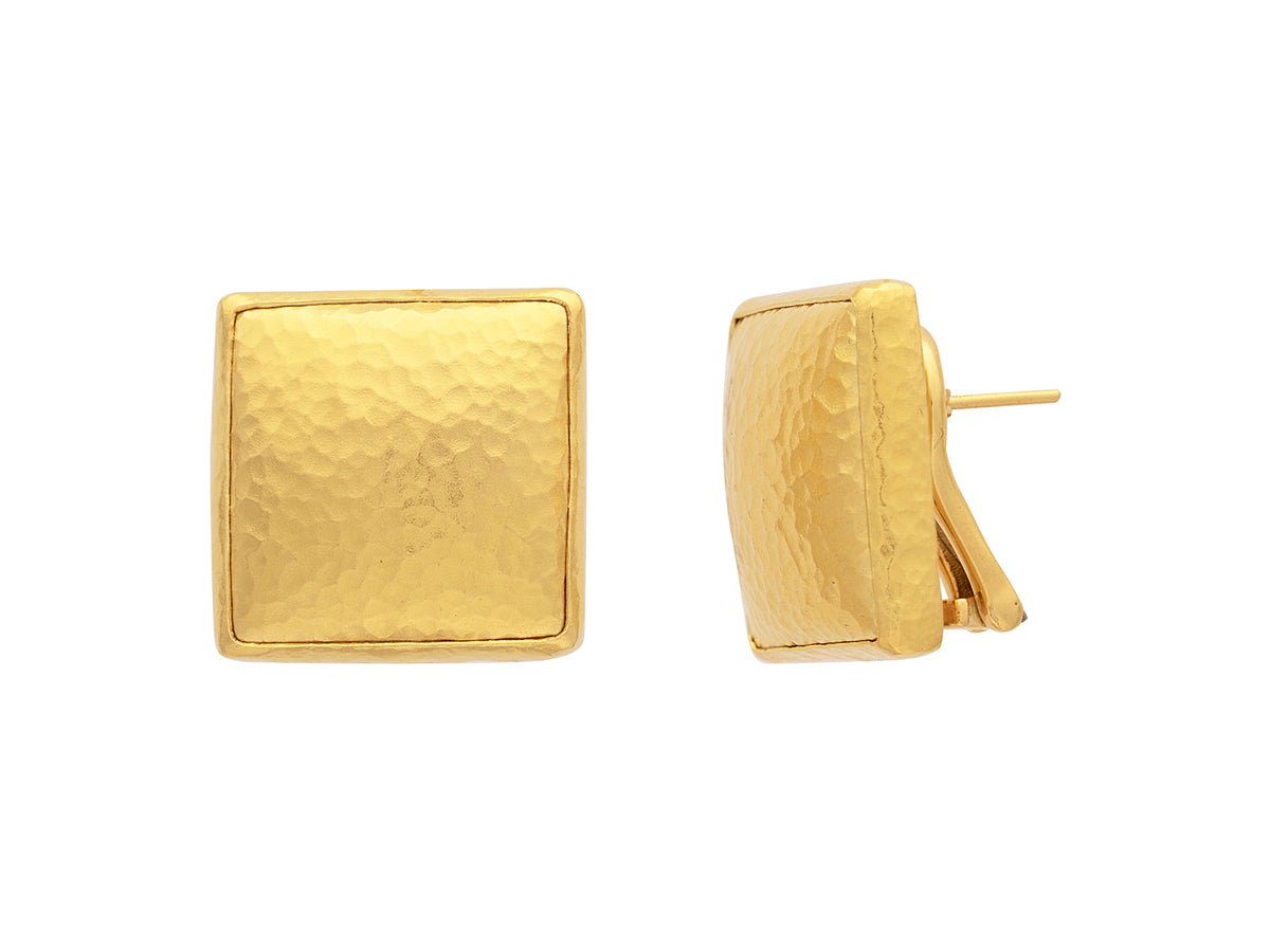 GURHAN, GURHAN Amulet Gold Clip Post Stud Earrings, 20mm Square, No Stone