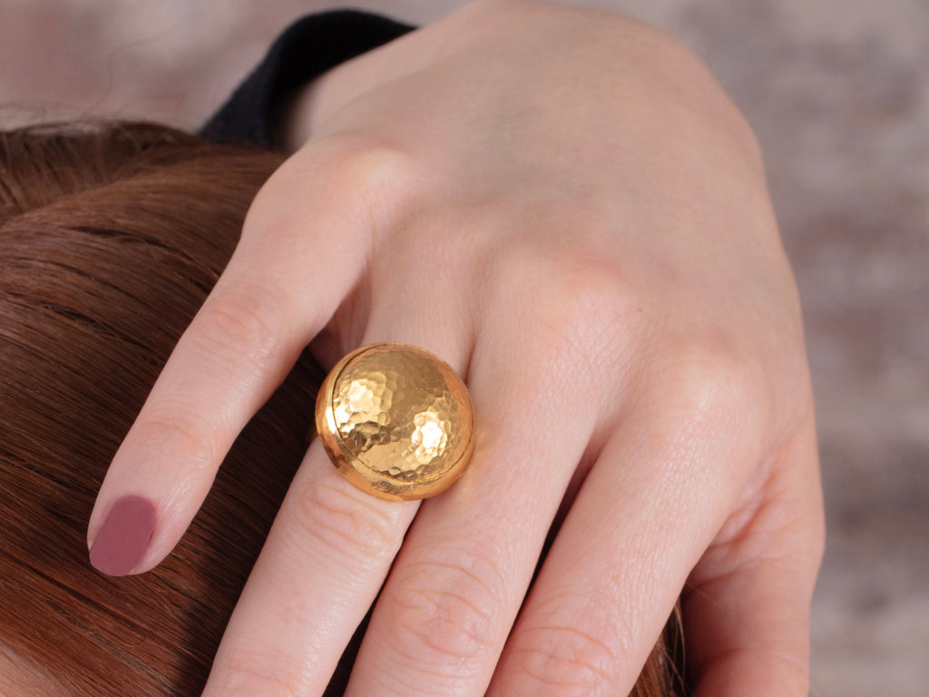 GURHAN, GURHAN Amulet Gold Cocktail Ring, 22mm Round Dome