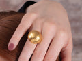 GURHAN, GURHAN Amulet Gold Metal Feature Cocktail Ring, 22mm Round Dome, No Stone