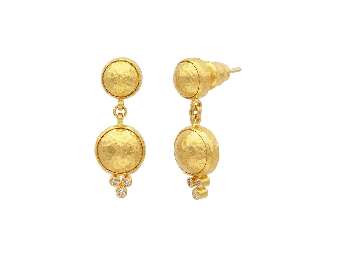 GURHAN, GURHAN Amulet Gold Diamond Single Drop Earrings, 10mm Round on Post Top