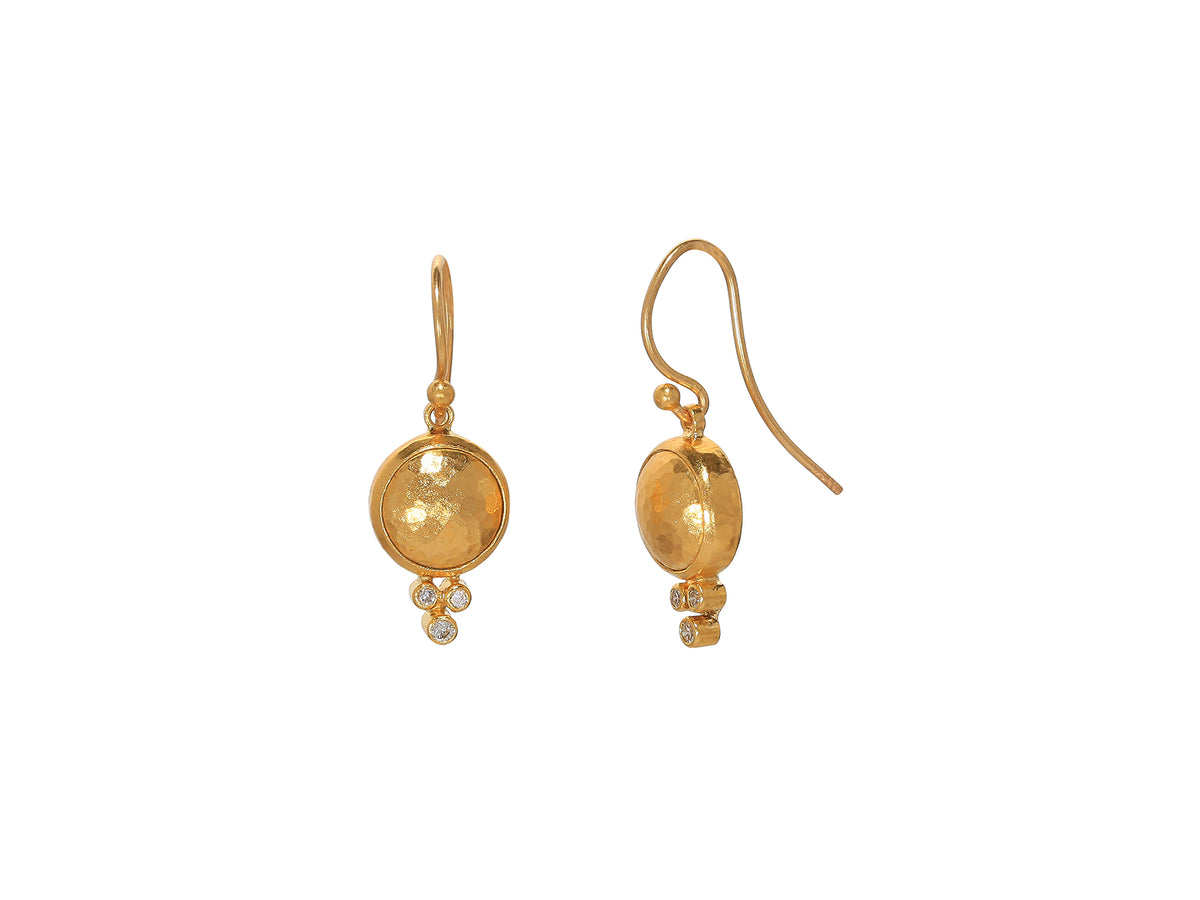 GURHAN, GURHAN Amulet Gold Single Drop Earrings, 10mm Round, Wire Hook, Diamond