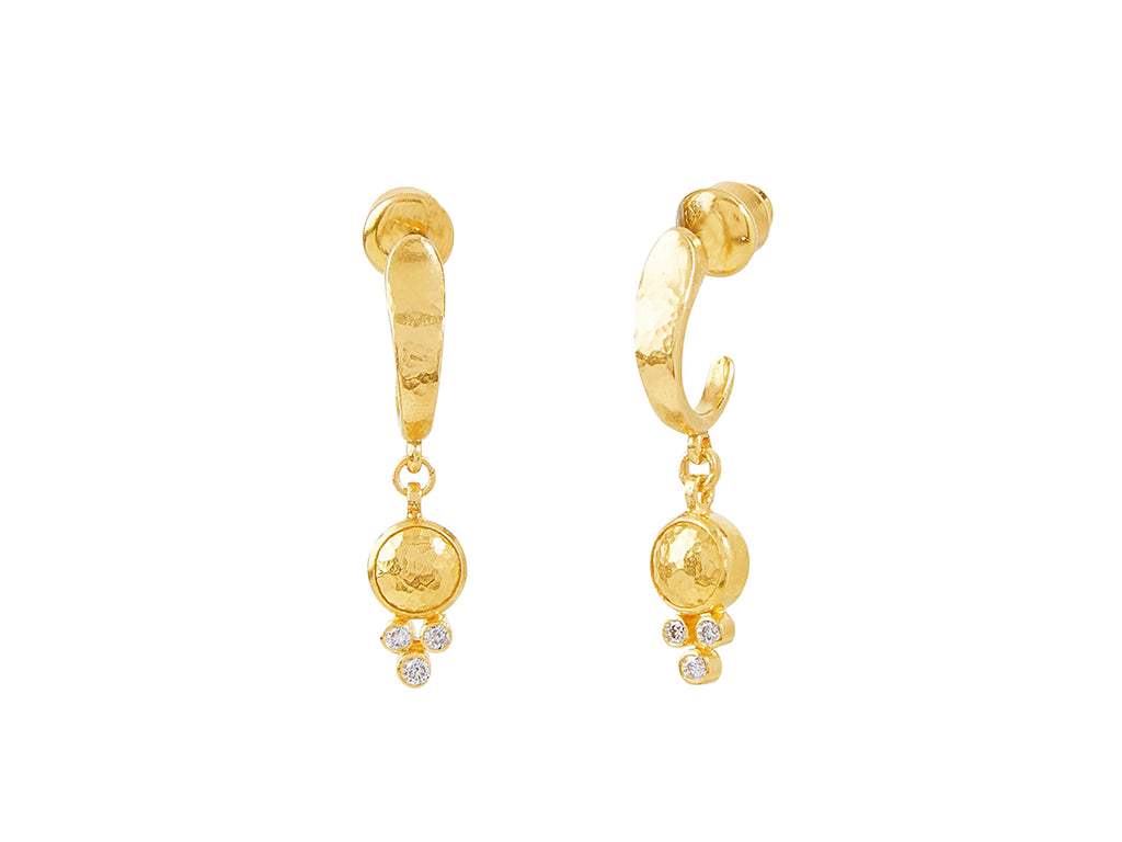 GURHAN, GURHAN Amulet Gold Diamond Single Drop Earrings, Small Round on Graduated Hoop