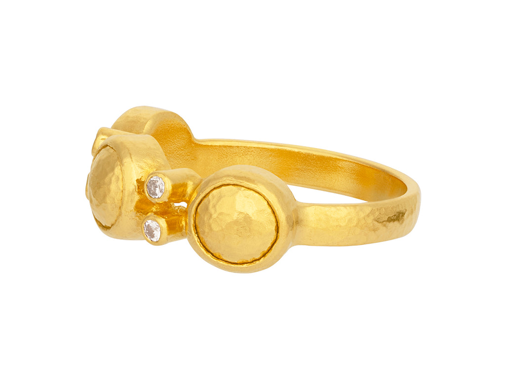 GURHAN, GURHAN Amulet Gold Diamond Cocktail Ring, Small Triple Round