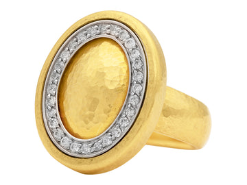 GURHAN, GURHAN Amulet Gold Diamond Pave Cocktail Ring, Oval with Domed Center