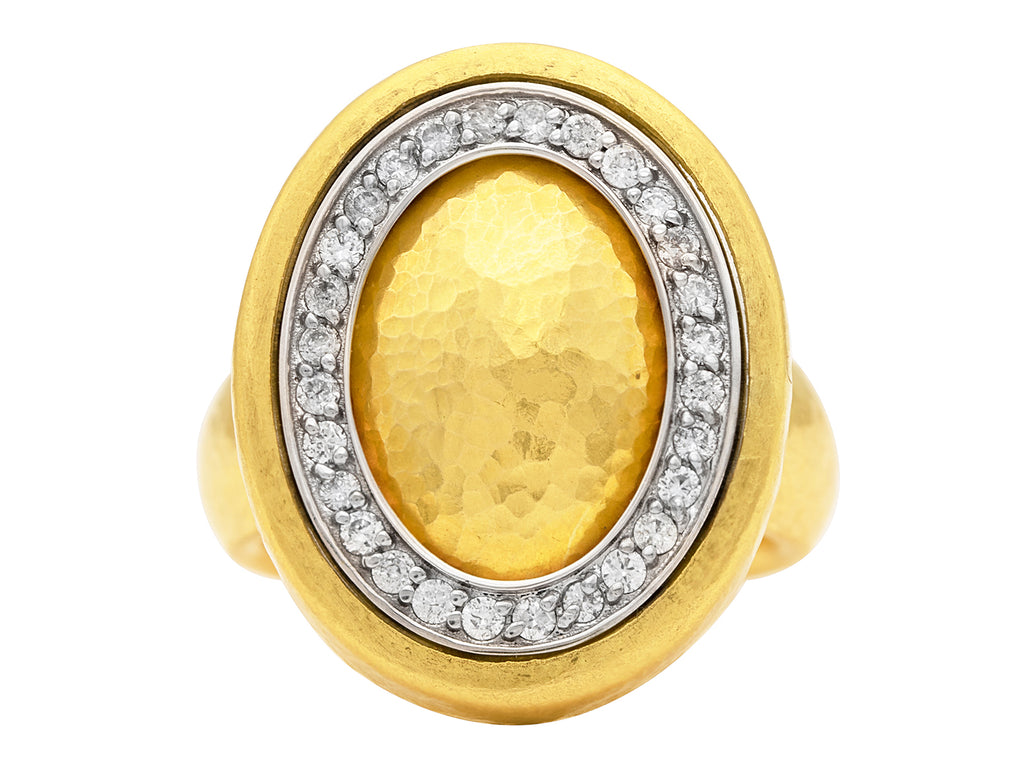 GURHAN, GURHAN Amulet Gold Diamond Pave Cocktail Ring, Oval with Domed Center