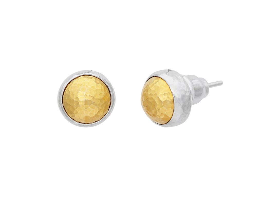 GURHAN, GURHAN Amulet Sterling Silver Stud Earrings, 10mm Round Dome, Gold Accents