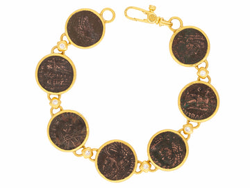 GURHAN, GURHAN Antiquities Gold Coin All Around Single-Strand Bracelet, 16mm Round