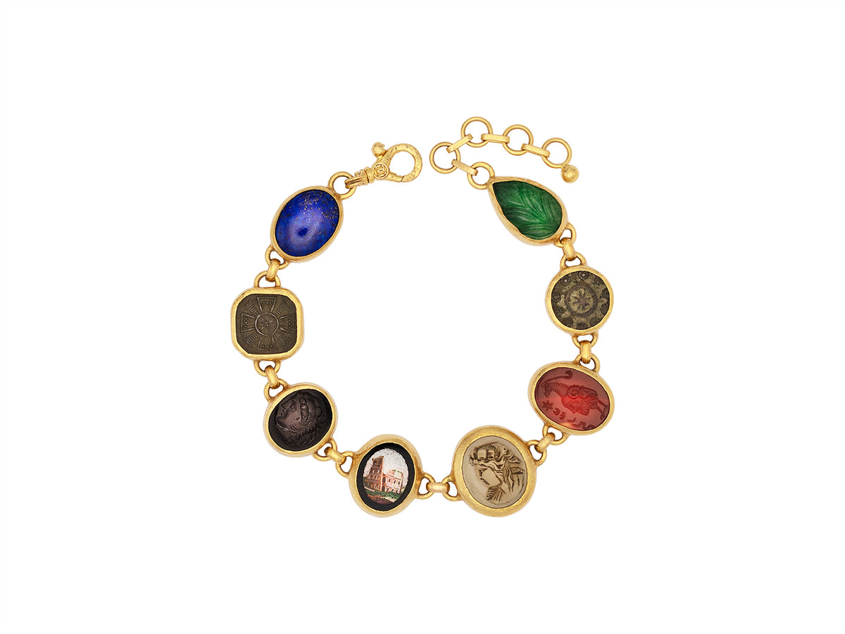 GURHAN, GURHAN Antiquities Gold All Around Statement Bracelet, Small Shapes, Mixed Antiquities and Stones