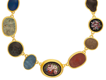 GURHAN, GURHAN Antiquities Gold Mixed Stone All Around Short Necklace, Mix of Artifacts and Stones