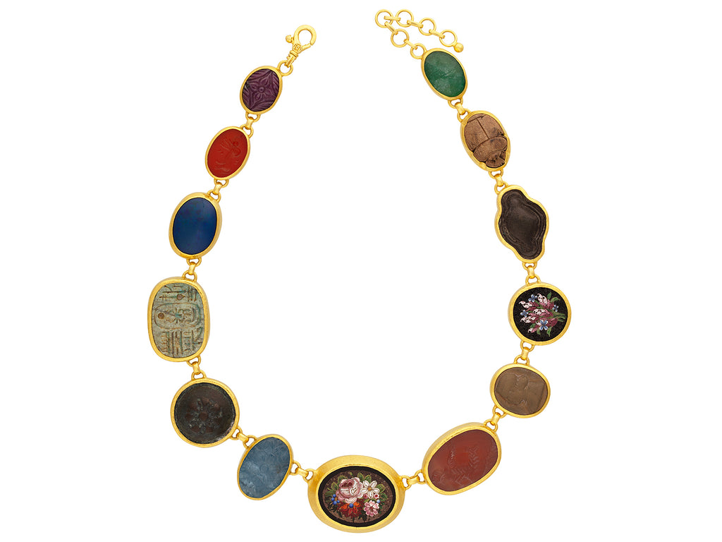 GURHAN, GURHAN Antiquities Gold Mixed Stone All Around Short Necklace, Mix of Artifacts and Stones