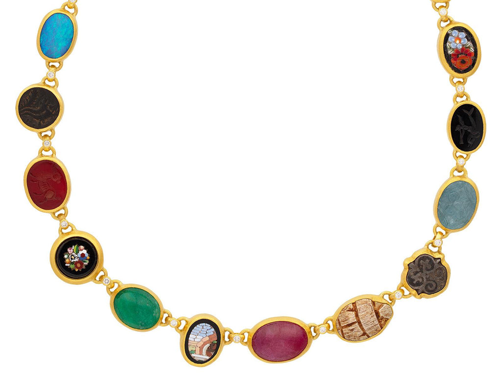 GURHAN, GURHAN Antiquities Gold Multi-Stone All Around Short Necklace, Mixed Artifacts and Stones