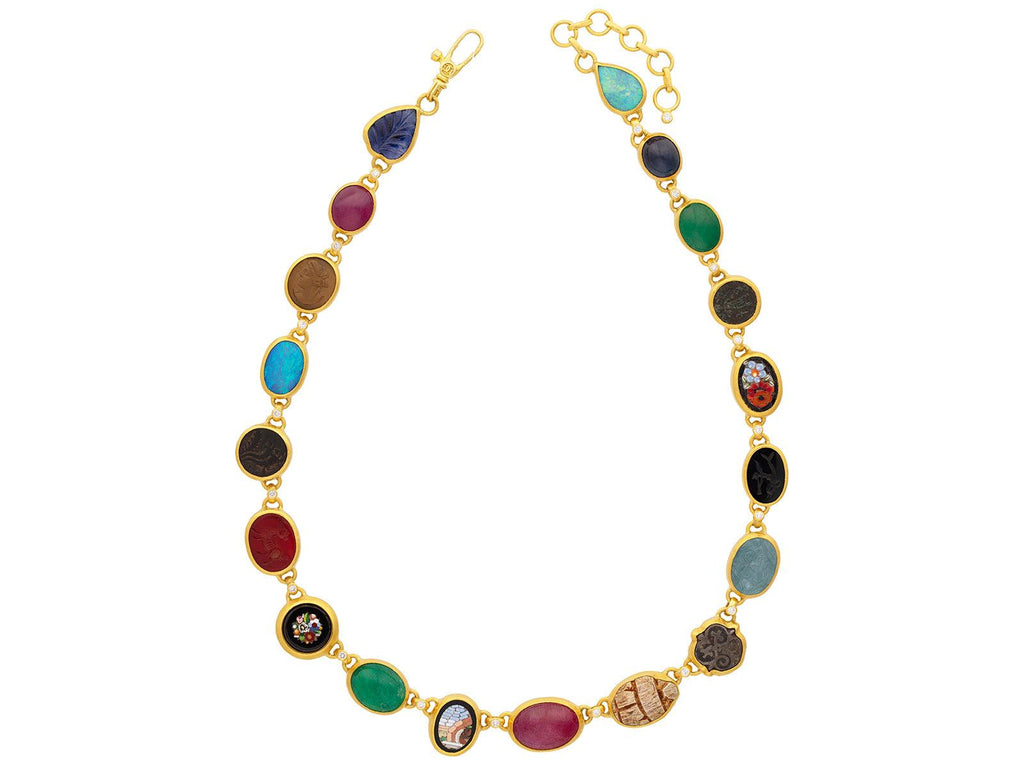 GURHAN, GURHAN Antiquities Gold Multi-Stone All Around Short Necklace, Mixed Artifacts and Stones