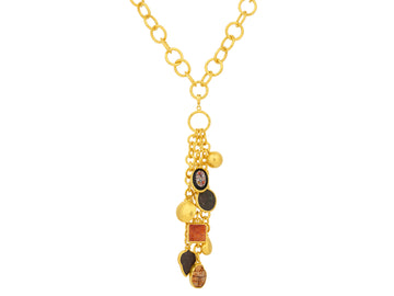 GURHAN, GURHAN Antiquities Gold Mixed Artifact Charm Pendant Necklace, Round and Oval Links