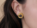 GURHAN, GURHAN Antiquities Gold Clip Post Stud Earrings, 10mm Round Set in Twisted Wire Frame, Coin