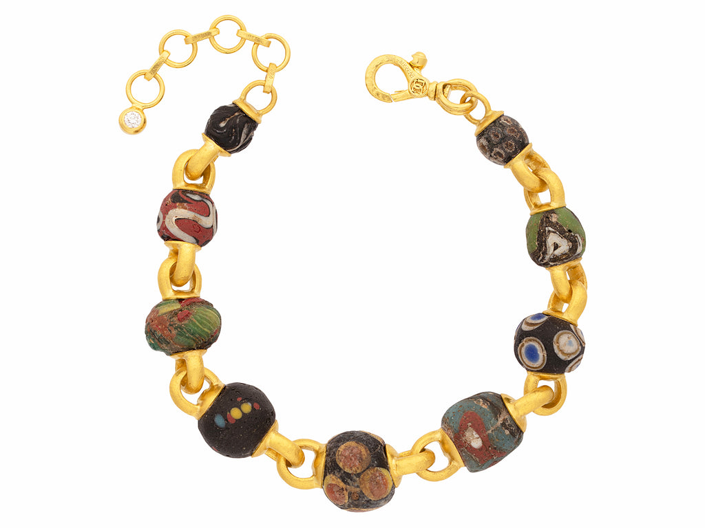 GURHAN, GURHAN Antiquities Gold Luck Bead Link Single-Strand Bracelet, Graduated