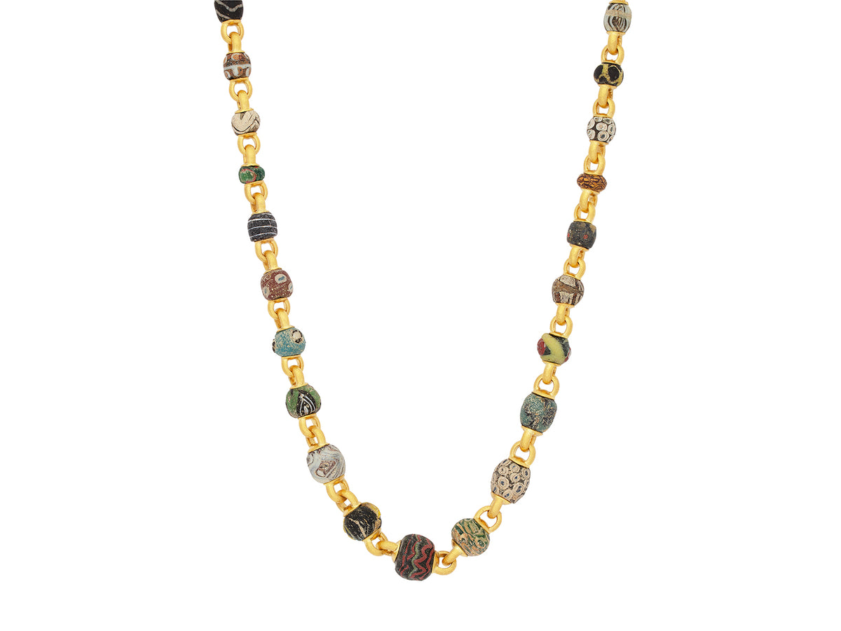 GURHAN, GURHAN Antiquities Gold Link Short Necklace, Graduated, Luck Beads