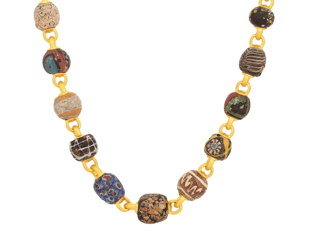 GURHAN, GURHAN Antiquities Gold Luck Bead Link Short Necklace, Graduated Stones