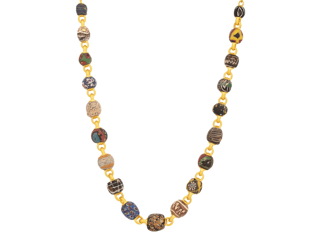 GURHAN, GURHAN Antiquities Gold Luck Bead Link Short Necklace, Graduated Stones