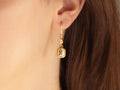 GURHAN, GURHAN Antiquities Gold Single Drop Earrings, 10x8mm Rectangle, Guilloche Enamel
