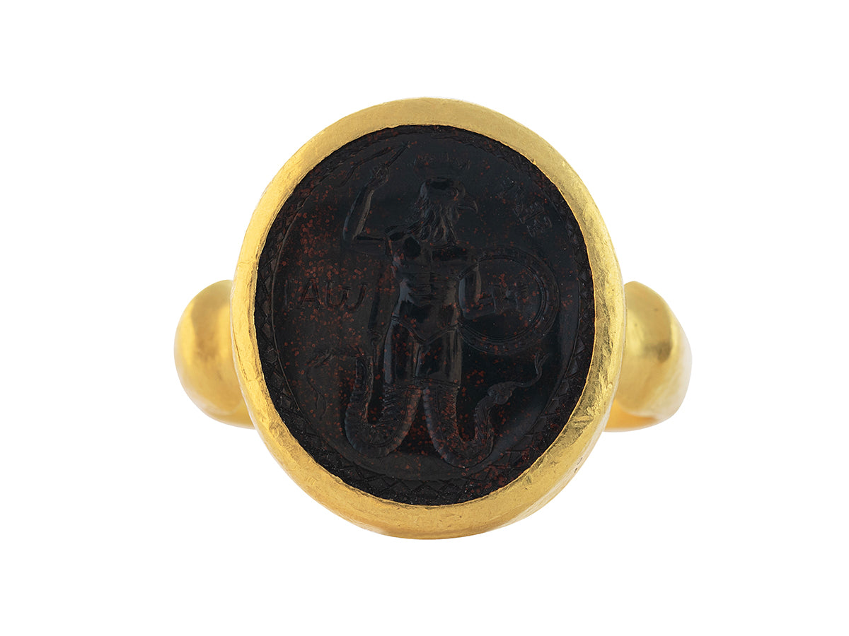 GURHAN, GURHAN Antiquities Gold Stone Cocktail Ring, 18x16mm Oval, with Intaglio