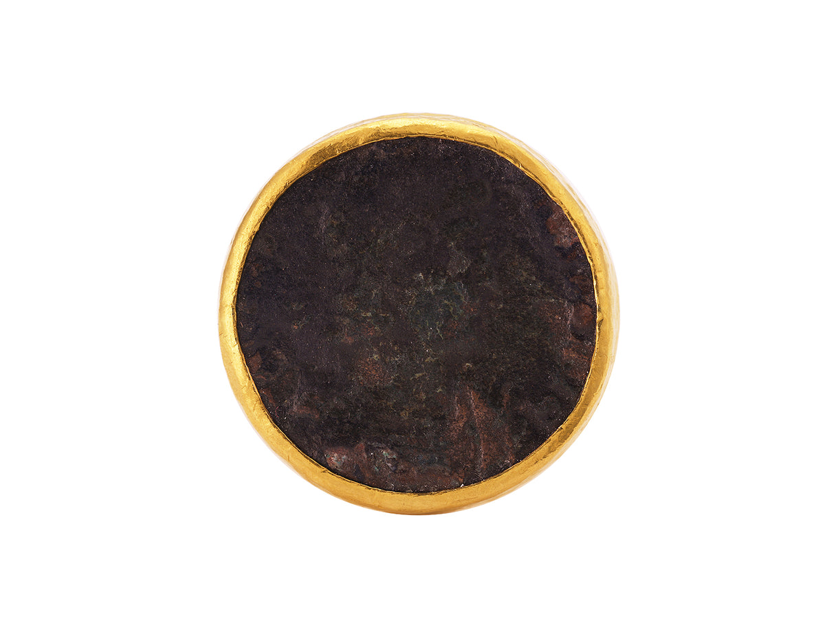 GURHAN, GURHAN Antiquities Gold Stone Cocktail Ring, 20mm Round, Coin