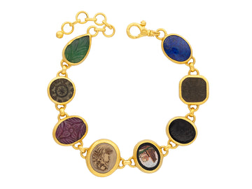 GURHAN, GURHAN Antiquities Gold Mixed Stone All Around Single-Strand Bracelet, Mixed Shapes