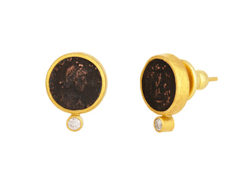 GURHAN, GURHAN Antiquities Gold Roman Coin Stud Earrings, 12mm Round