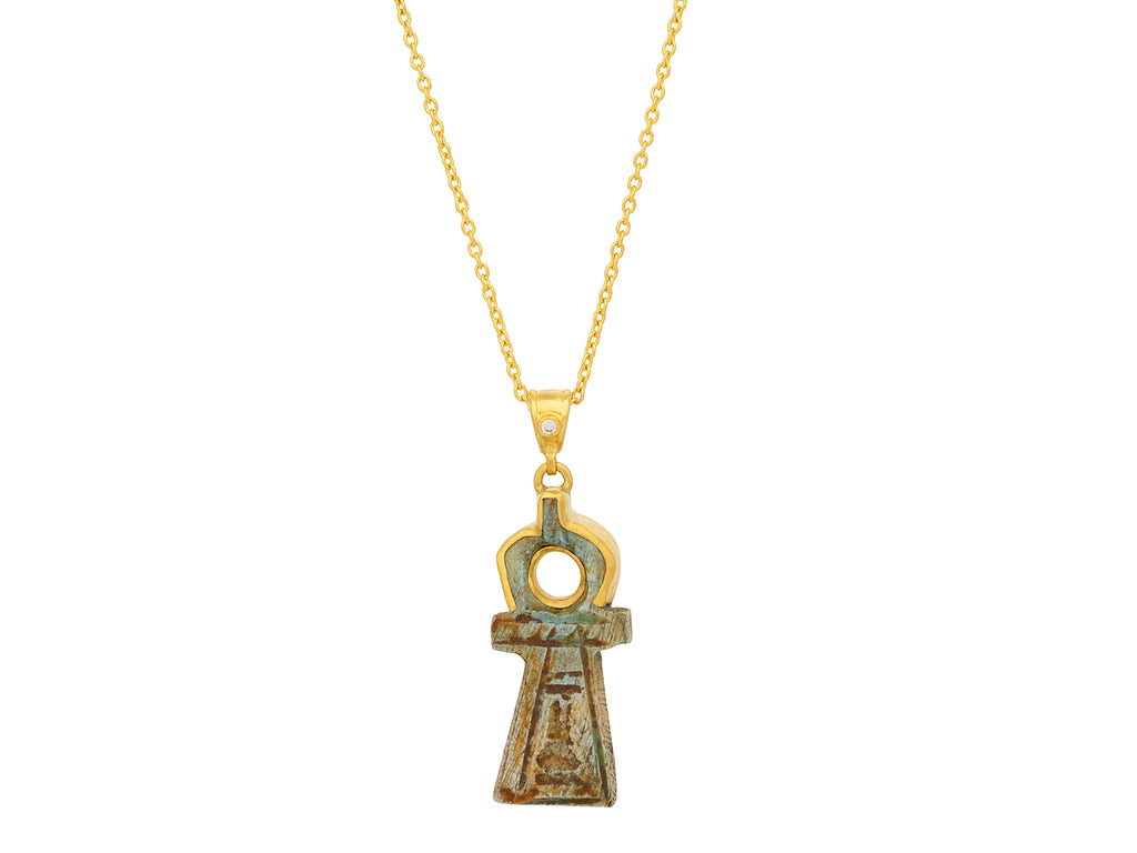 GURHAN, GURHAN Antiquities Gold Faience Pendant Necklace, Ankh Cross