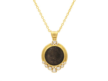 GURHAN, GURHAN Antiquities Gold Coin Pendant Necklace, 29mm Round set in Wide Frame