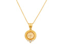 GURHAN, GURHAN Antiquities Gold Pendant Necklace, 13mm Round Set in Wide Frame, Crystal Intaglio and Diamond