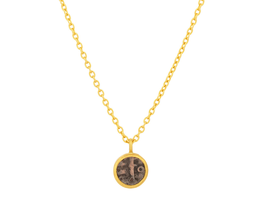 GURHAN, GURHAN Antiquities Gold Coin Pendant Necklace, 9mm Round Depicting Indus Vally