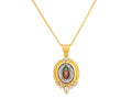 GURHAN, GURHAN Antiquities Gold Pendant Necklace, 19x16mm Oval Scarab set in Wide Frame, Micro Mosaic and Diamond
