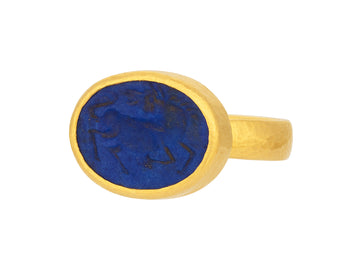 GURHAN, GURHAN Antiquities Gold Lapis Cocktail Ring, 17x13mm Oval Stone