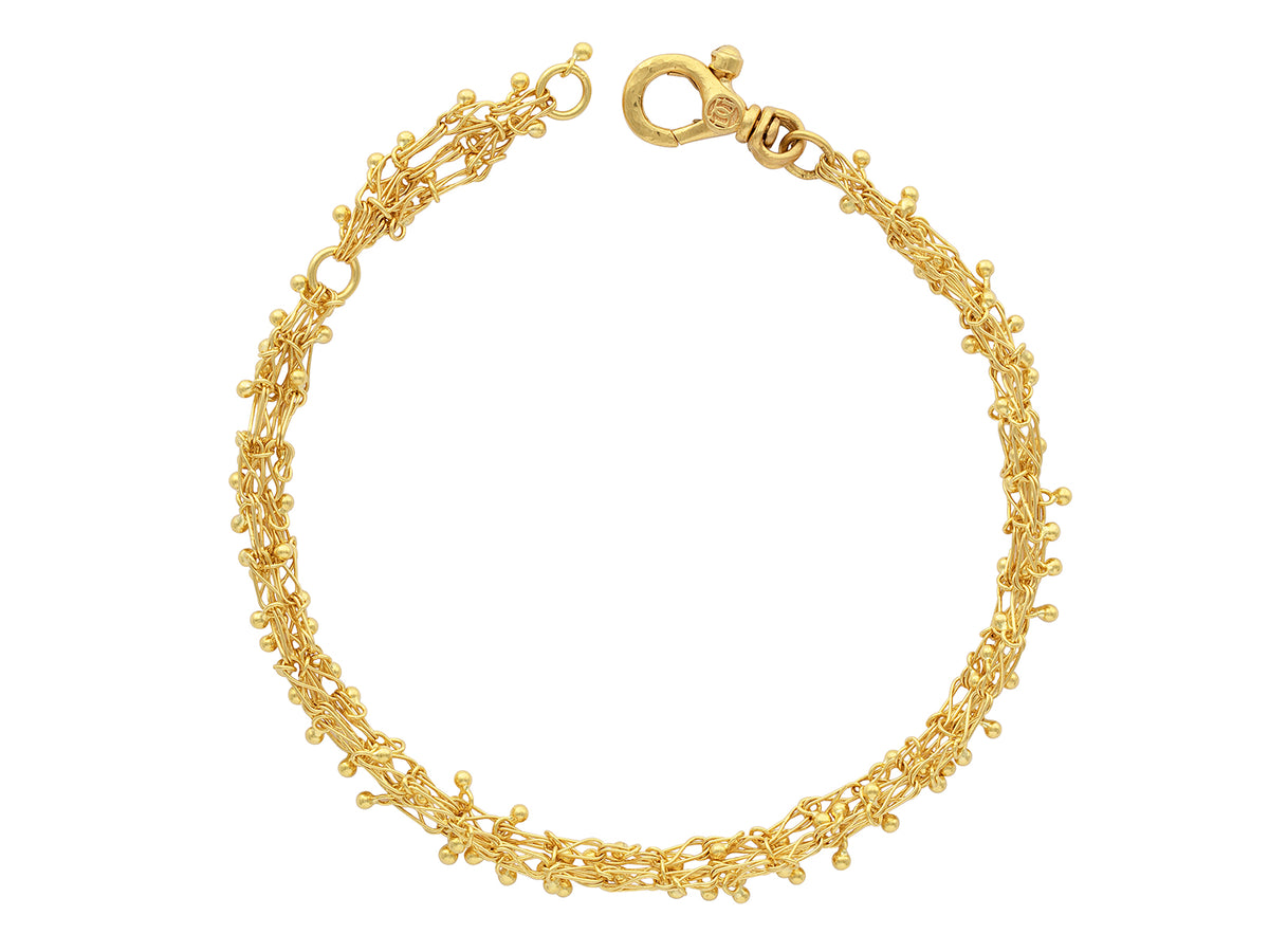 GURHAN, GURHAN Boucle Gold Cluster Multi-Strand Bracelet, Delicate Wire and Gold Granulations, No Stone