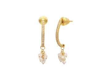 GURHAN, GURHAN Boucle Gold Diamond Drop Earrings, Small Stone Cluster on Half Hoop