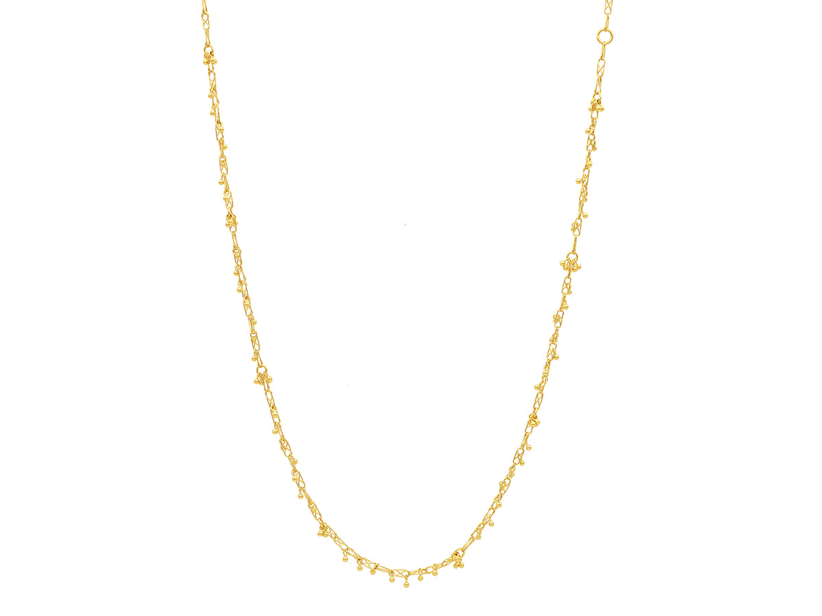 GURHAN Boucle Gold Link Short Necklace, Small Bead Clusters, No Stone