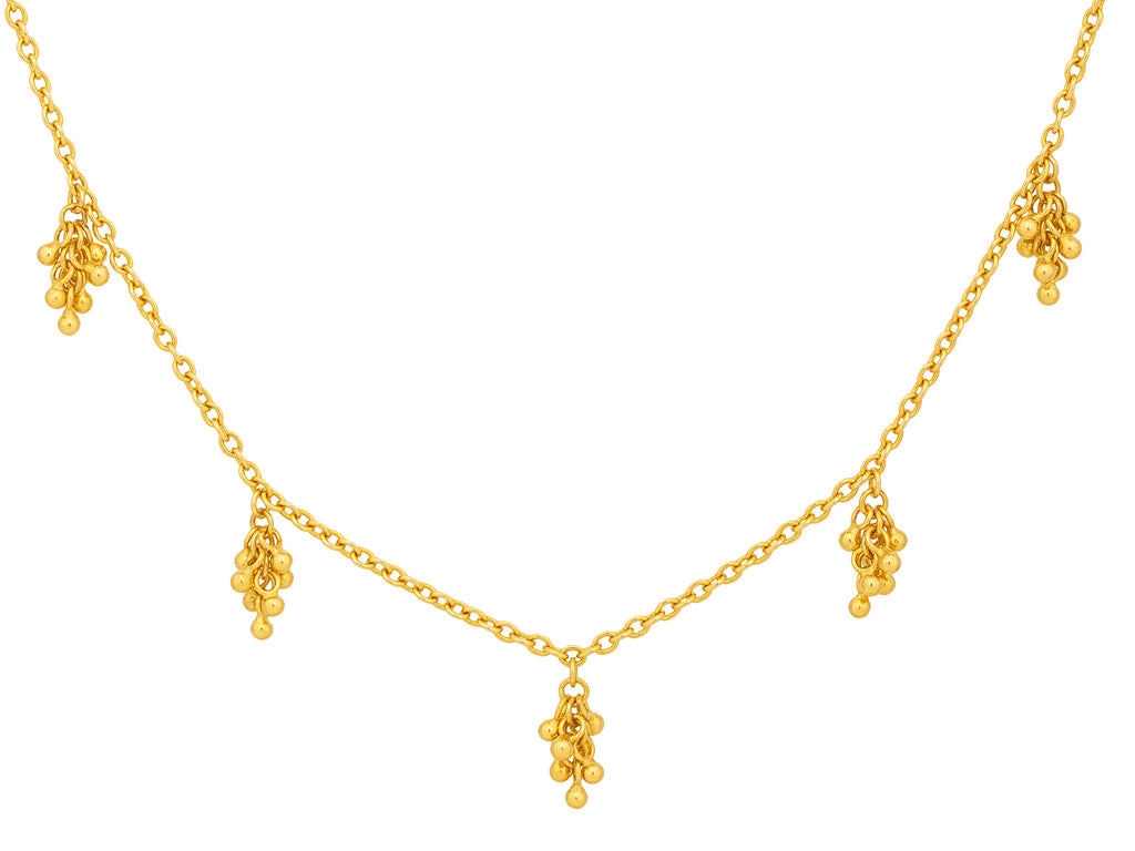 GURHAN, GURHAN Boucle Gold Link Short Necklace, Dangling Gold Clusters on Delicate Chain