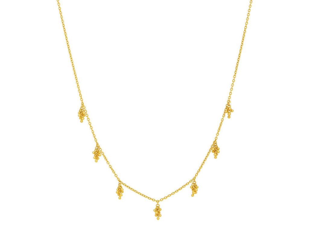 GURHAN, GURHAN Boucle Gold Link Short Necklace, Dangling Gold Clusters on Delicate Chain