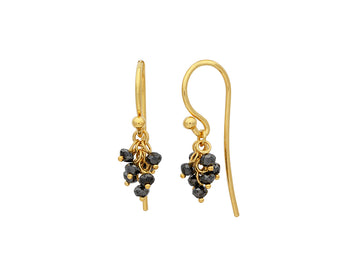 GURHAN, GURHAN Boucle Gold Black Diamond Drop Earrings, Small Stone Cluster on Wire Hook