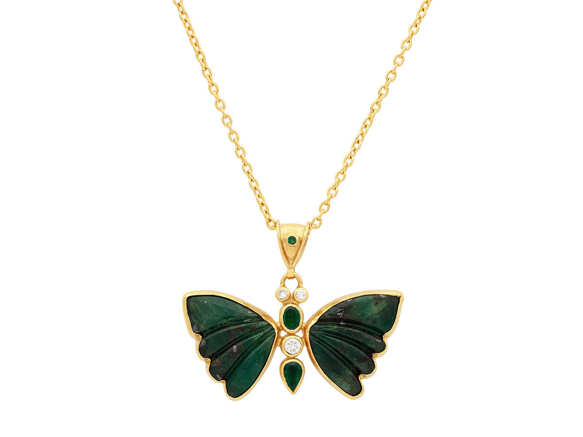 Accessorize London Women's Gold Textured Butterfly Pendant Necklace