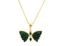 GURHAN, GURHAN Butterfly Gold Pendant Necklace, 21x15mm Carved Wings, Emerald and Diamond