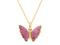 GURHAN, GURHAN Butterfly Gold Pendant Necklace, 33x38mm Carved, Tourmaline and Diamond