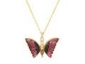 GURHAN, GURHAN Butterfly Gold Pendant Necklace, 34x45mm Carved, Tourmaline and Diamond
