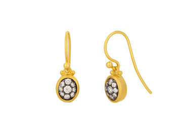 GURHAN, GURHAN Celestial Gold Diamond Single Drop Earrings, Round Stone Cluster set in Blackened 18K White Gold