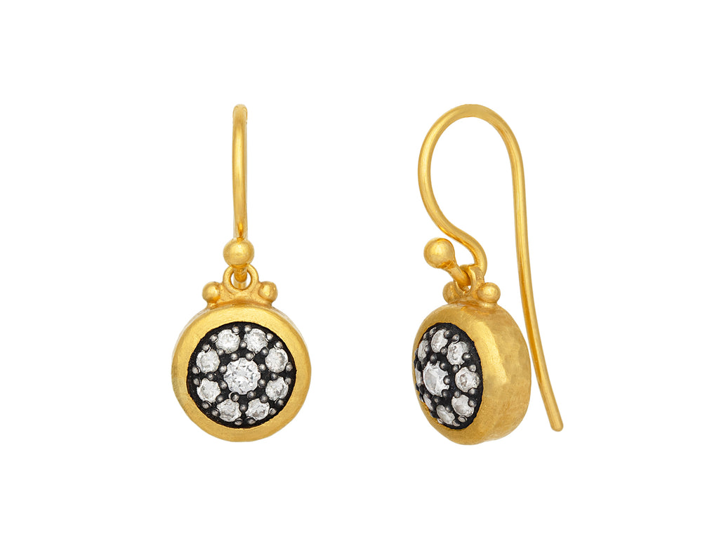 GURHAN, GURHAN Celestial Gold Single Drop Earrings, Small Round, Blackened Silver Pave, Diamond