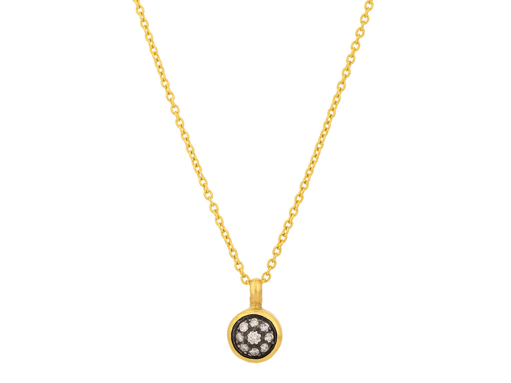 GURHAN, GURHAN Celestial Gold Diamond Pendant Necklace, Round Stone Cluster set in Blackened 18K White Gold